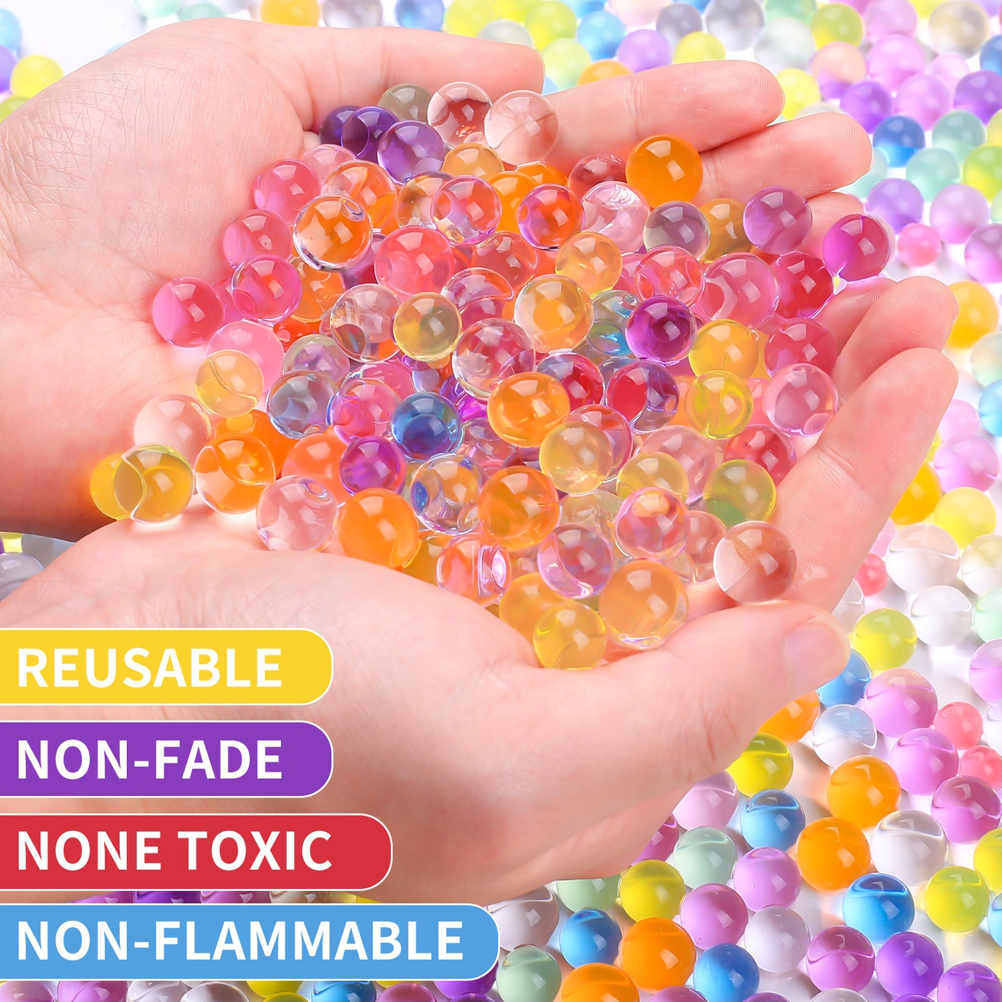 MADETOP 300,000 Pcs Rainbow Mix Jelly Water Gel Beads,Non Toxic Water Beads for Vase Filler,Plant,Floating Candles,Wedding and Home Decoration
