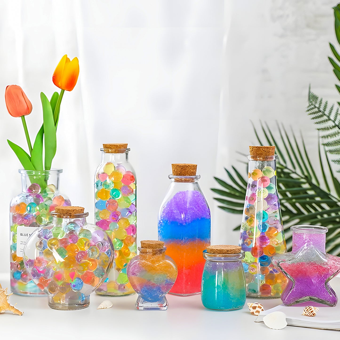 MADETOP 300,000 Pcs Rainbow Mix Jelly Water Gel Beads,Non Toxic Water Beads for Vase Filler,Plant,Floating Candles,Wedding and Home Decoration