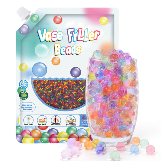 MADETOP 300,000 Pcs Rainbow Mix Jelly Water Gel Beads,Non Toxic Water Beads for Vase Filler,Plant,Floating Candles,Wedding and Home Decoration