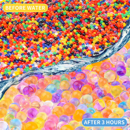 MADETOP 300,000 Pcs Rainbow Mix Jelly Water Gel Beads,Non Toxic Water Beads for Vase Filler,Plant,Floating Candles,Wedding and Home Decoration