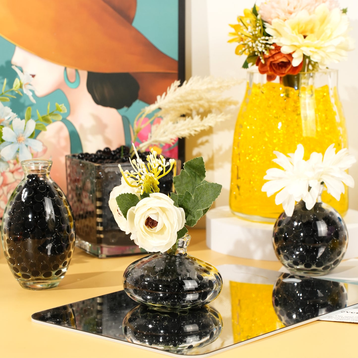300,000 Pcs Black Water Beads,Non Toxic Water Beads for Vase Filler,Plant,Floating Candles,Wedding and Home Decoration