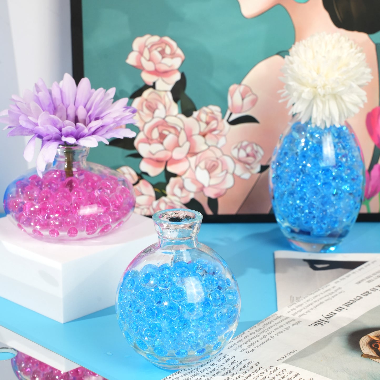 300,000 Pcs Blue Water Beads,Non Toxic Water Beads for Vase Filler,Plant,Floating Candles,Wedding and Home Decoration